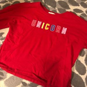 Forever 21 red unicorn kids top